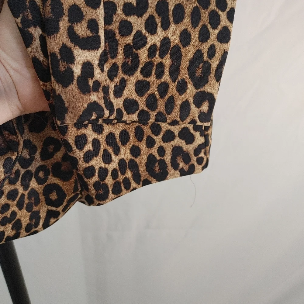 MICHAEL Michael Kors Leopard Print Ankle Pants Medium Animal Print Slim Career